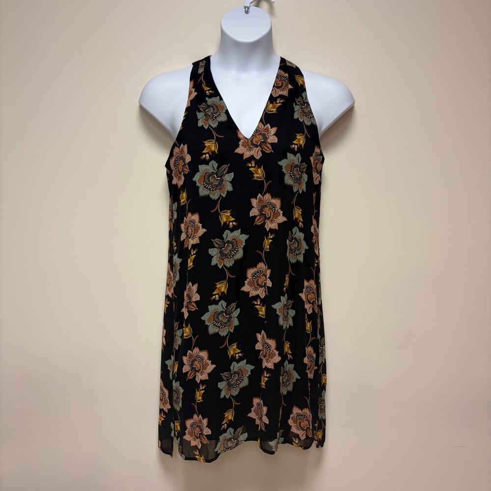 Signature Studio Black Moody Floral Sleeveless Shift Dress Romantic Whimsical M